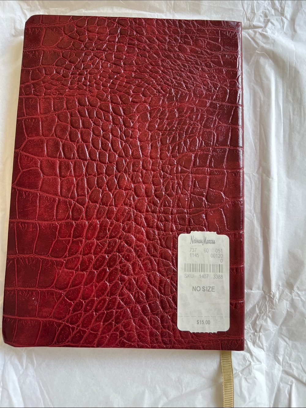 Neiman Marcus Deep Red Croc-Embossed Journal